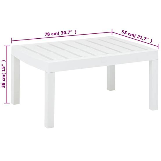 Table de jardin plastique blanc 78 x 55 x 38 cm - PANGIVO - Image 5