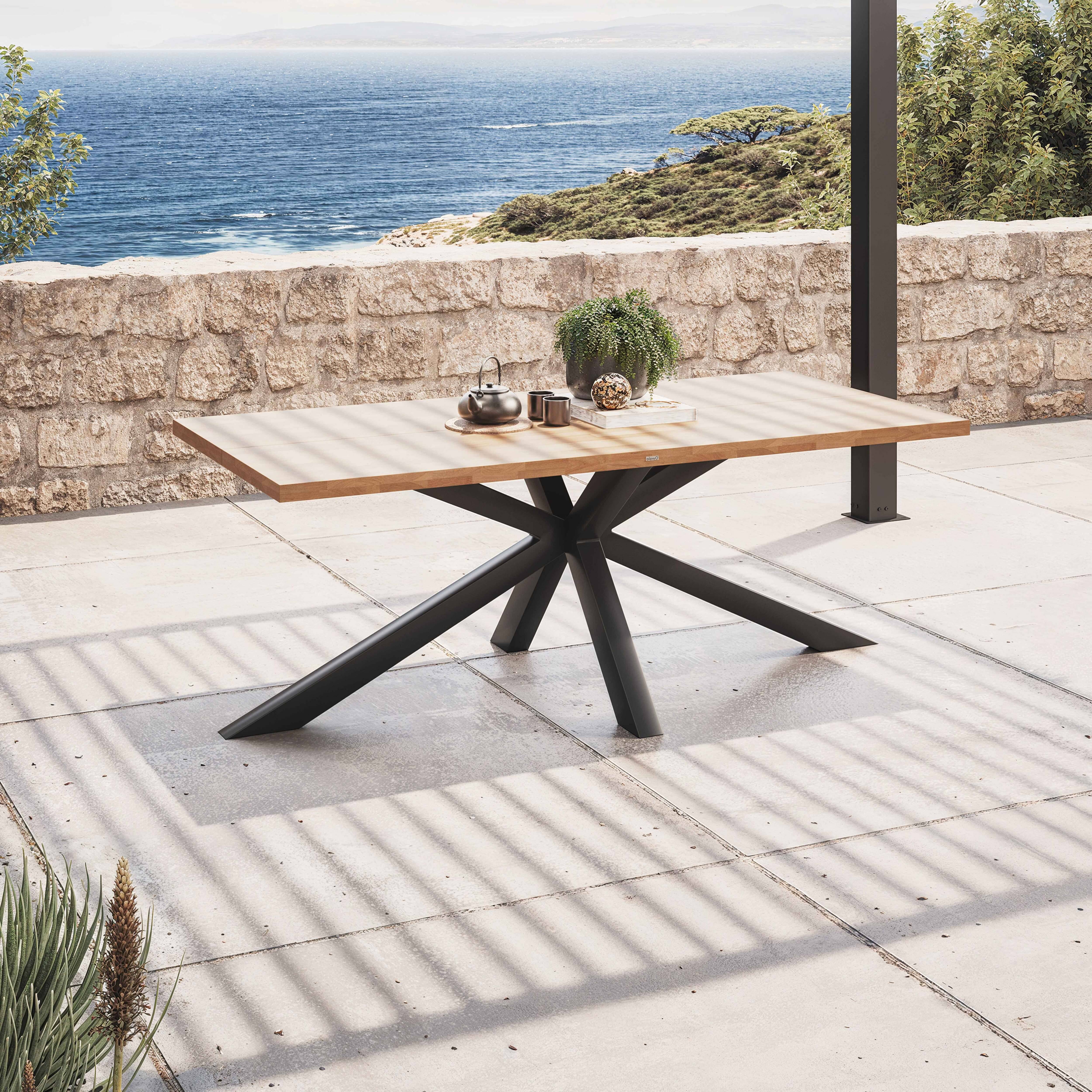 Oviala - Table de jardin et 8 chaises en aluminium et acacia Stella - Oviala - Imagen 3