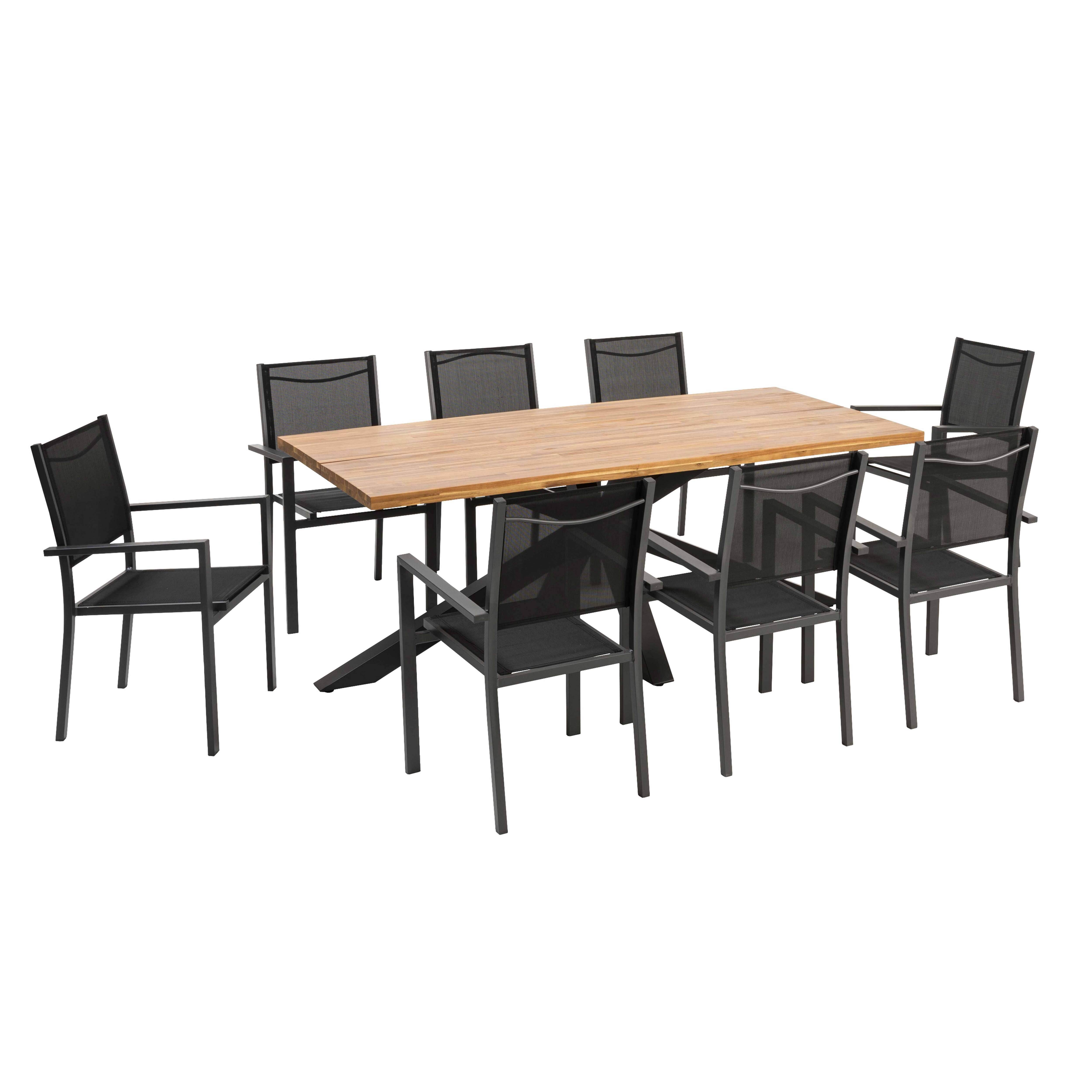 Oviala - Table de jardin et 8 chaises en aluminium et acacia Stella - Oviala - Imagen 1
