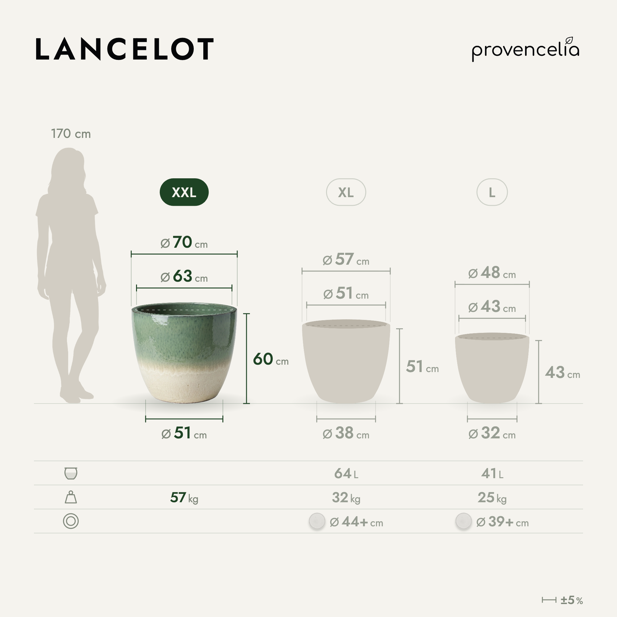Provencelia - Pot LANCELOT 70x60cm brume d'été - Image 2