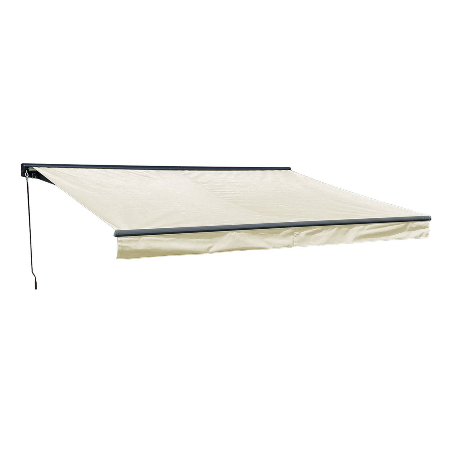 Store banne SAULE 3,95 × 3m avec semi-coffre - Toile beige et structure grise - HAPPY GARDEN - Imagen 1
