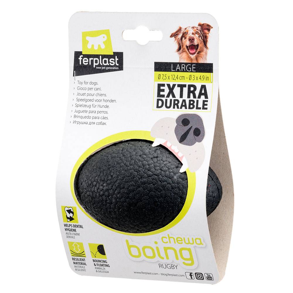 Ferplast - Ferplast Jouet Chien, en Matériau Durable, Non Toxique, Résistante aux Morsures, pour l'Hygiene Dentaire, Rebondissant et Flottant, CHEWA BOING RUGBY - Imagen 7