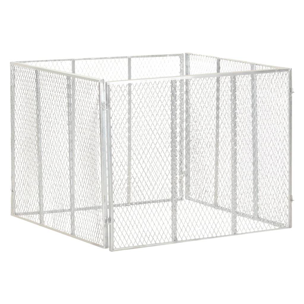 Composteur de jardin fer galvanisé argenté 100 x 100 x 77 cm - PANGIVO - Image 1