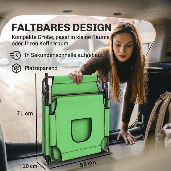 Bain de Soleil Pliable Acier Jardin Trou Visage Inclinable 187x58x36cm Vert - ComfortXL Outdoor Living - Image 9