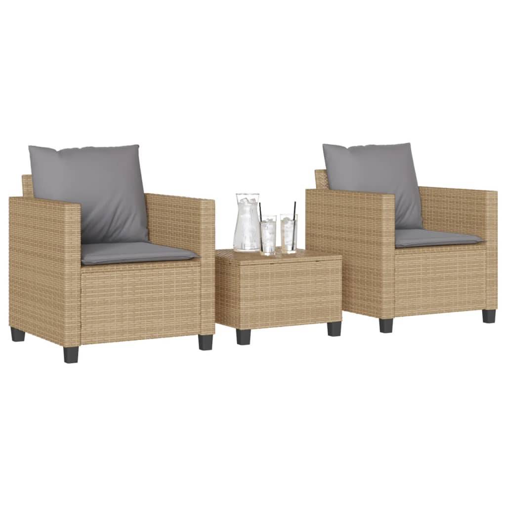 Petit Salon de Jardin 3 Pièces Beige pour Balcon avec 2 Fauteuils et Repose-Pieds/Table Basse – ComfortXL Outdoor Living - Image 1