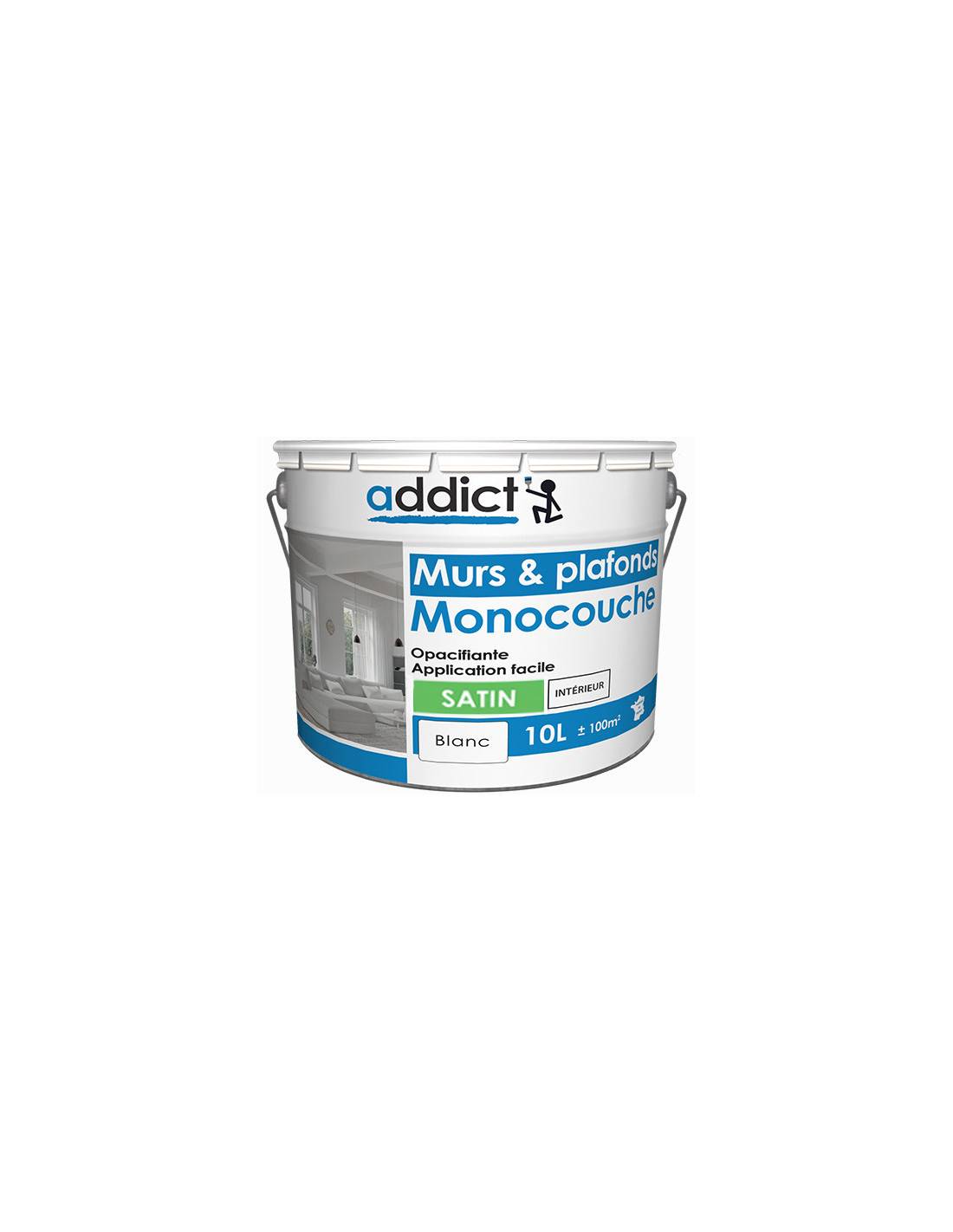 Peinture Acrylique Satin Addict Monocouche, 10l, Blanc Satin - Addict - Image 1