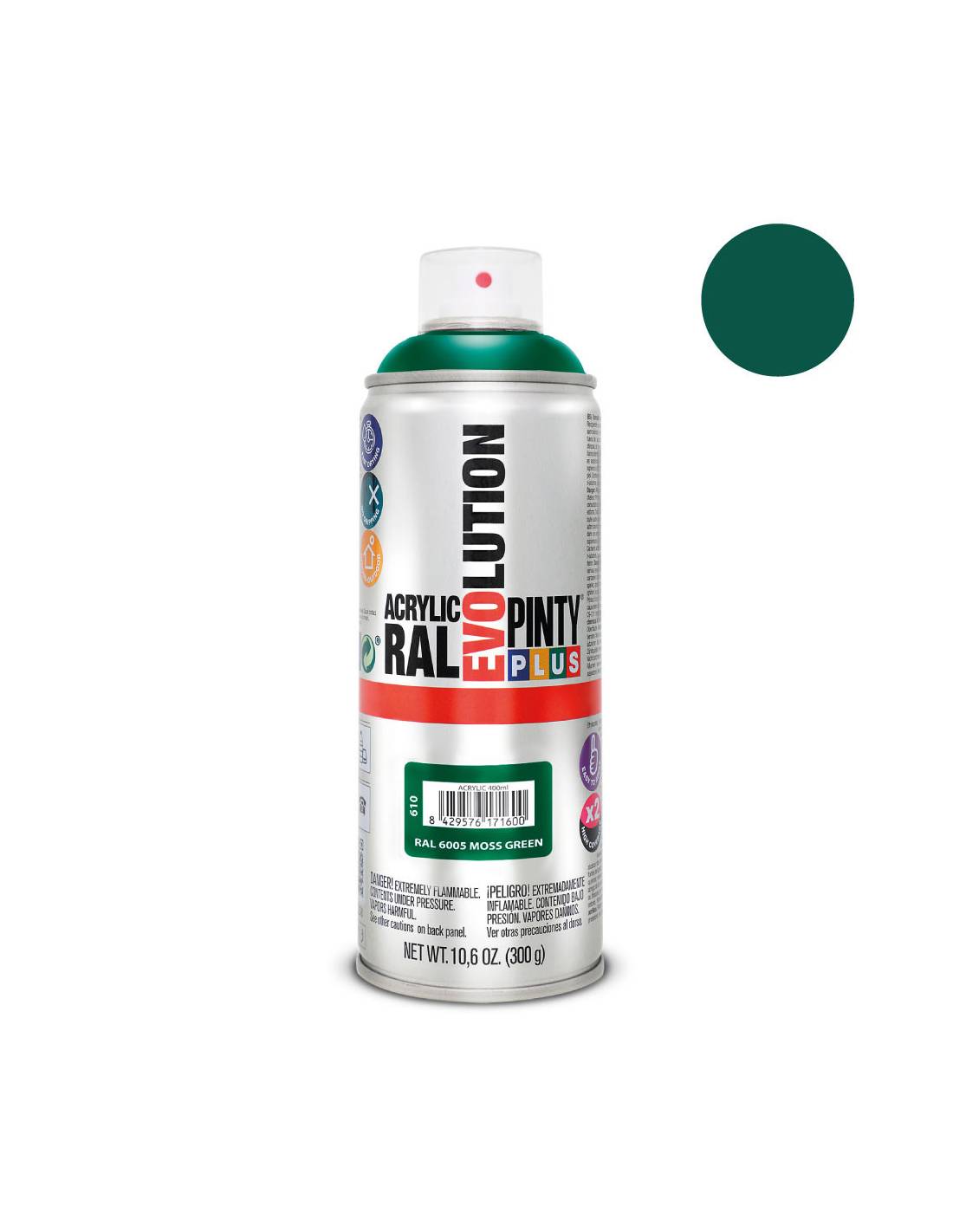 Peinture En Aérosol Pintyplus Evolution 520cc Ral 6005 Vert Mousse - Image 1
