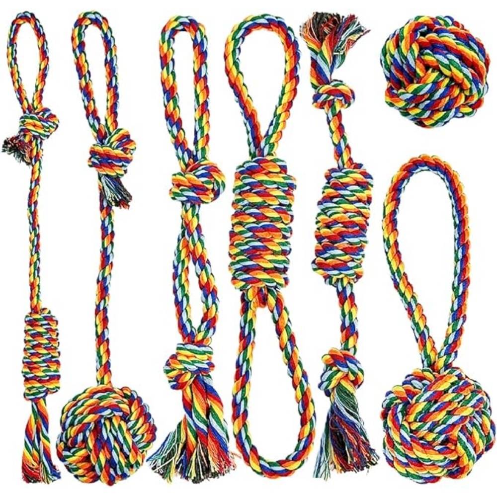 DtopbuyAge - Lot 7 Jouets En Corde Pour Chiens Petite Moyenne Taille
