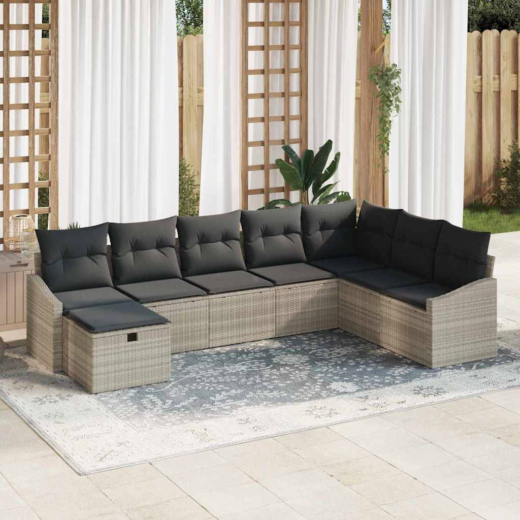 Grand Salon Modulable Polyrotin - 8 Éléments avec Coffres de Rangement - Gris Clair – ComfortXL Outdoor Living - Image 1