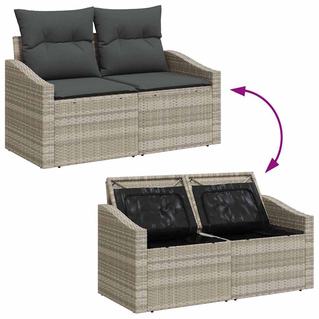 Grand Salon Modulable Polyrotin - 8 Éléments avec Coffres de Rangement - Gris Clair – ComfortXL Outdoor Living - Image 8