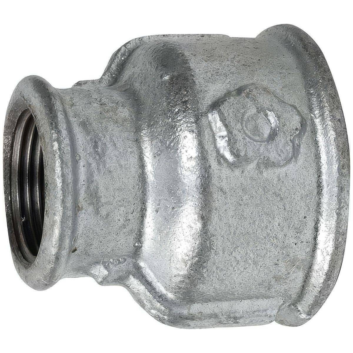 Manchon Réduit Fonte Malléable Galvanisée | F/F EN 10242 pour Tuyauterie - Ø A: 1'' | Ø B: 3/4'' - Image 1