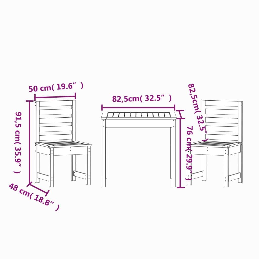 Vidaxl - Ensemble de bistrot de jardin 3 pcs-Salons de jardin blanc bois de pin massif 803873 - Image 9