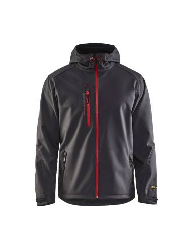 Veste Softshell à capuche Gris anthracite/Rouge | 494925179756 - Blaklader