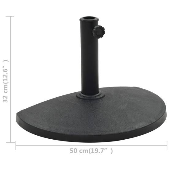 Maison Chic - Base de parasol - support demi-rond de parasol Polyrésine 9 kg Noir - Image 6