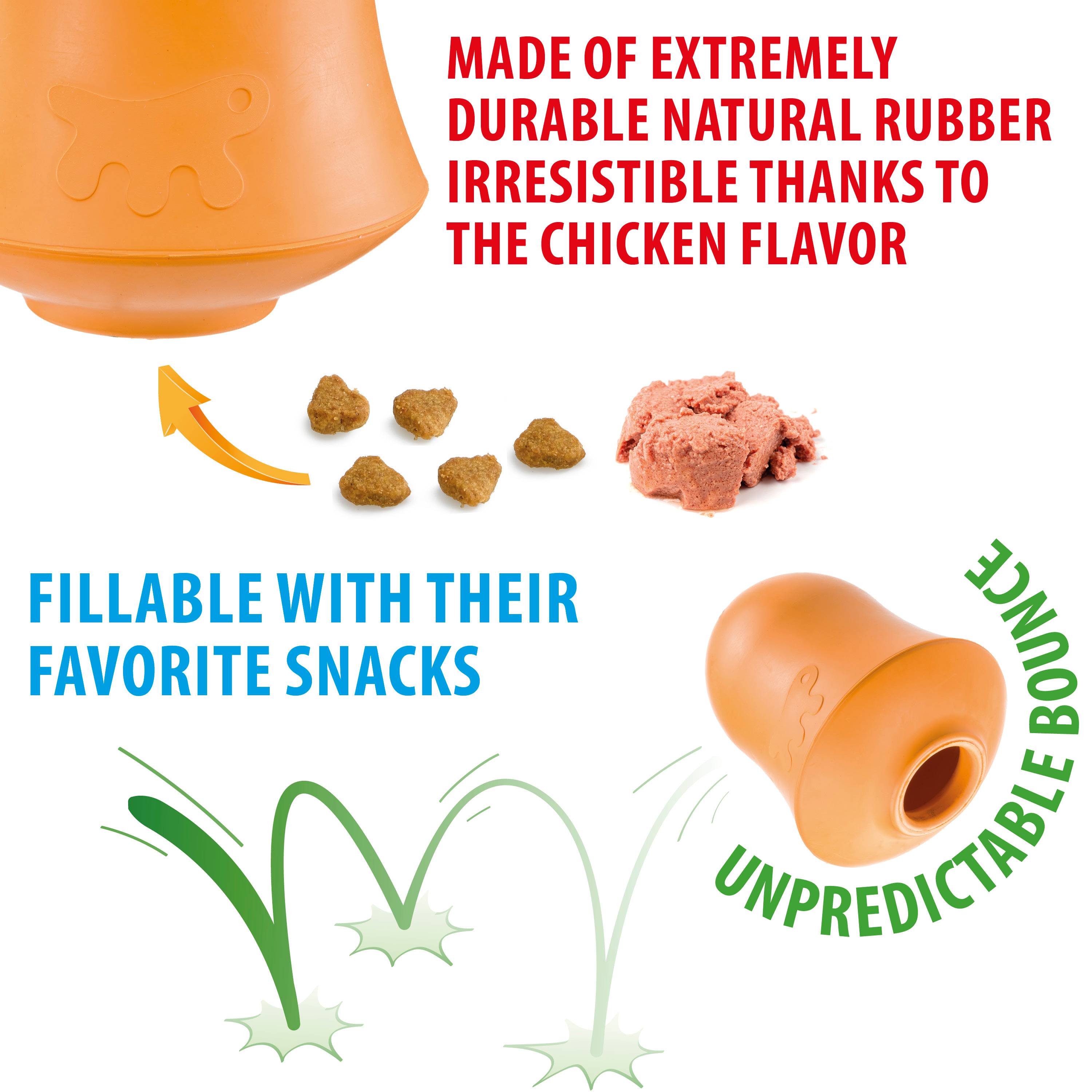 Ferplast - Ferplast Jouet Chien, Distributeur Croquettes ou Friandises, en Caoutchouc Naturel Durable à Mâcher, Arôme de poulet, Rebondissant, Lancer et - Imagen 3