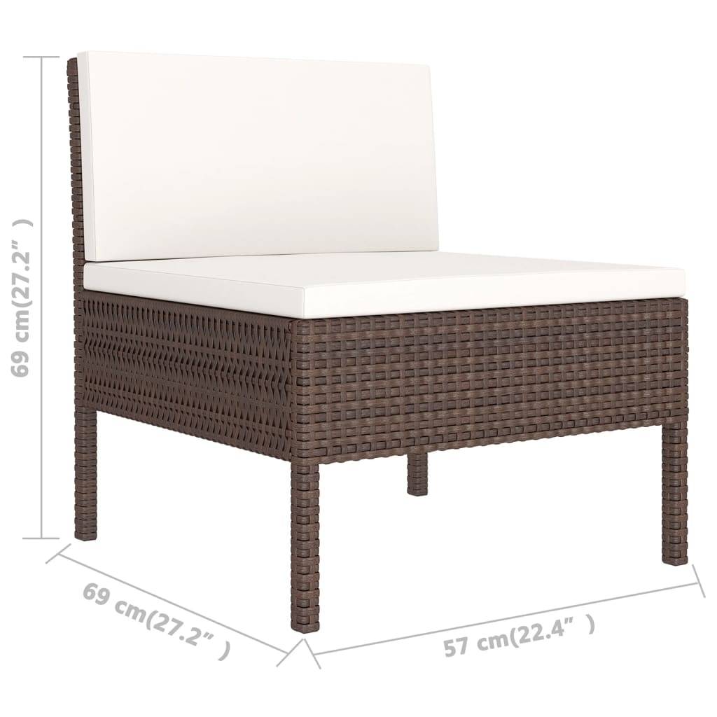 Helloshop26 - Salon de jardin meuble d'extérieur ensemble de mobilier 9 pièces avec coussins résine tressée marron - Imagen 4
