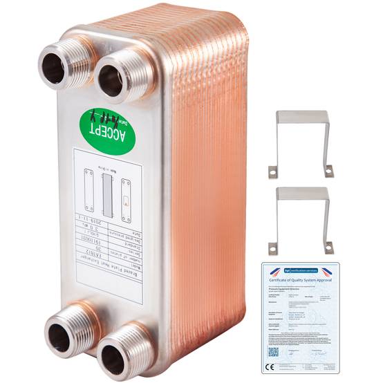 VEVOR Échangeur thermique à plaques brasées, 30 plaques. Pour refroidissement huile, réfrigérant, HVAC. - Image 1