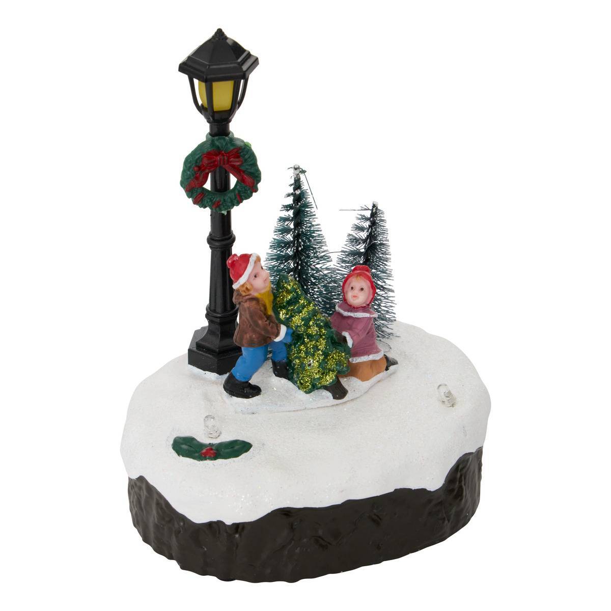 Atmosphera - Village de Noël lumineux sapin lampadaire multicolore 3 LED à piles 3 modèles assortis - Atmosphera Créateur d'intérieur - Image 1