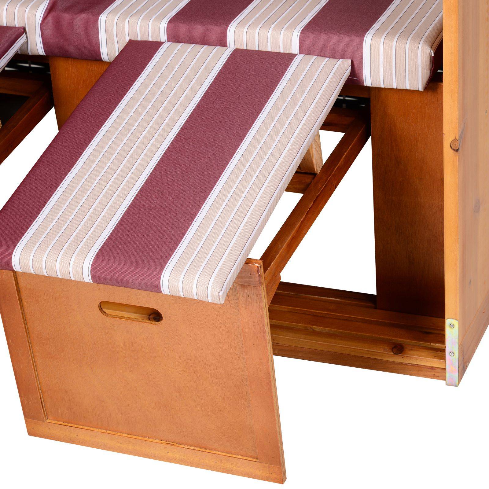 Strandkorb bois de sapin et résine tressée rouge et blanc 118 x 79 x 160 cm - PANGIVO - Image 10