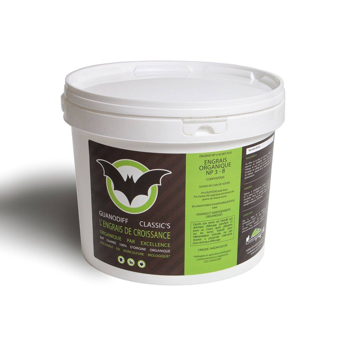 Engrais GUANODIFF Classic's - seau de 2 kilos - Guano Diffusion