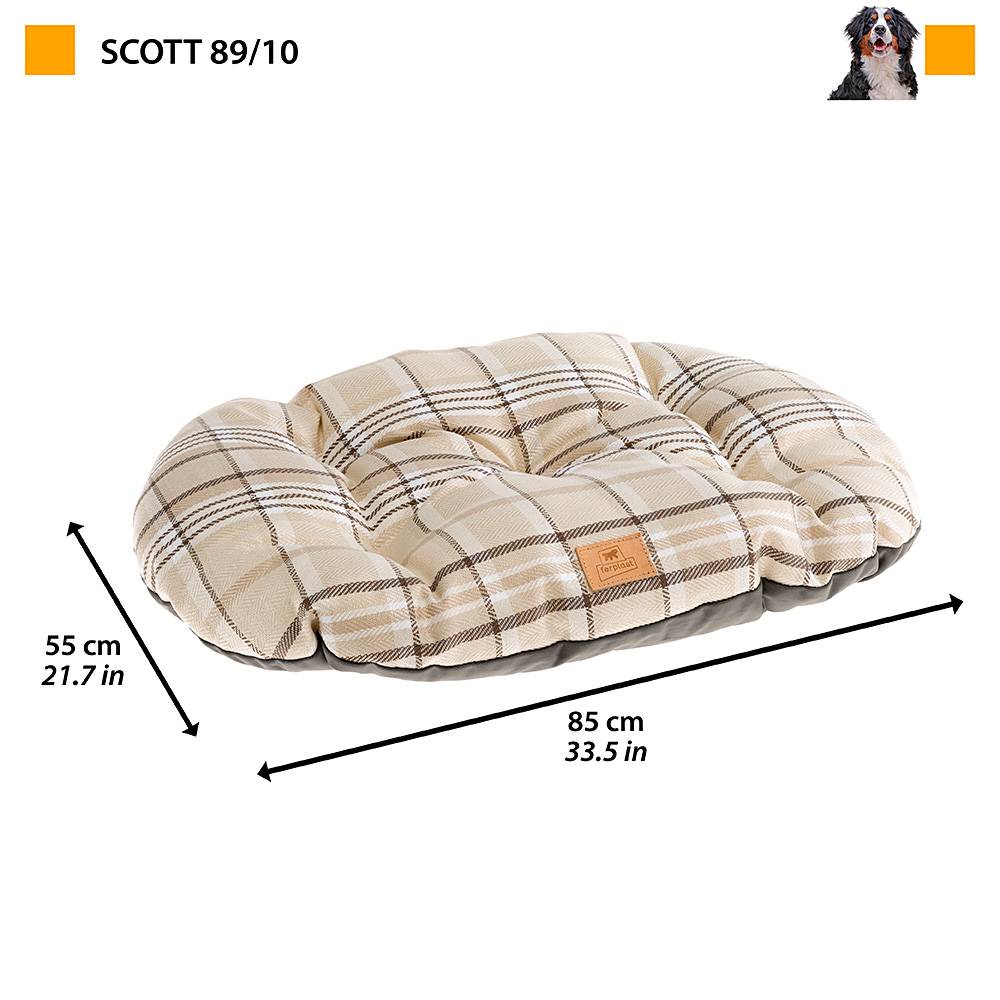 Ferplast - Coussin rembourré pour chiens et chats SCOTT 89/10, double-face, écossais, velours doux, lavable, Bleu - Imagen 2
