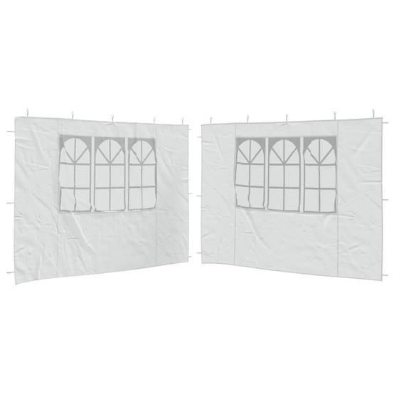 Lot de 2 Parois de tente de réception - Accessoire Tonnelle - Accessoire Barnum avec fenêtre PE Blanc - MEUBLE PRO - Image 1