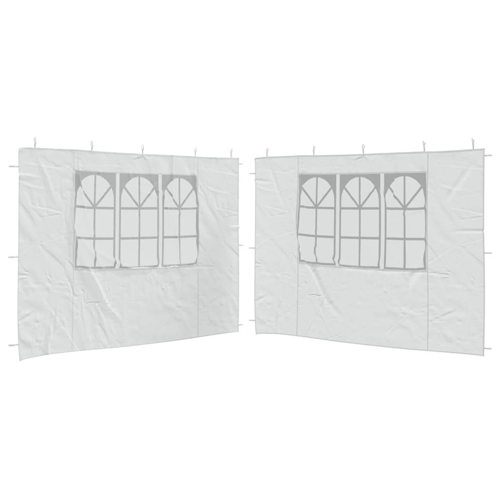Lot de 2 Parois de tente de réception - Accessoire Tonnelle - Accessoire Barnum avec fenêtre PE Blanc - MEUBLE PRO - Image 1