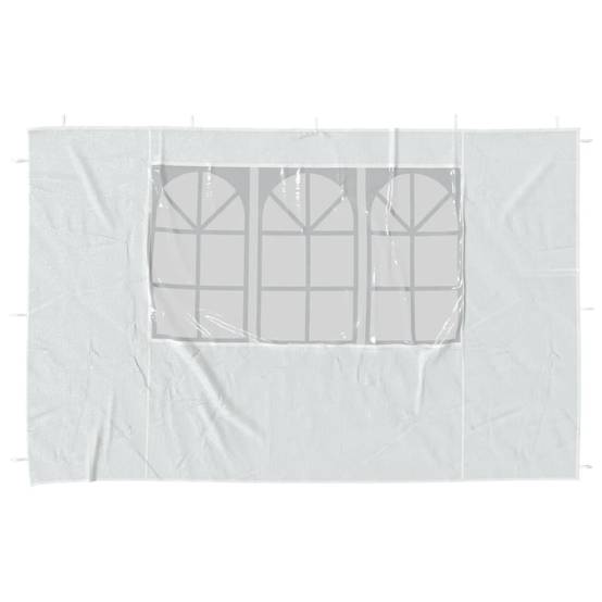 Lot de 2 Parois de tente de réception - Accessoire Tonnelle - Accessoire Barnum avec fenêtre PE Blanc - MEUBLE PRO - Image 3