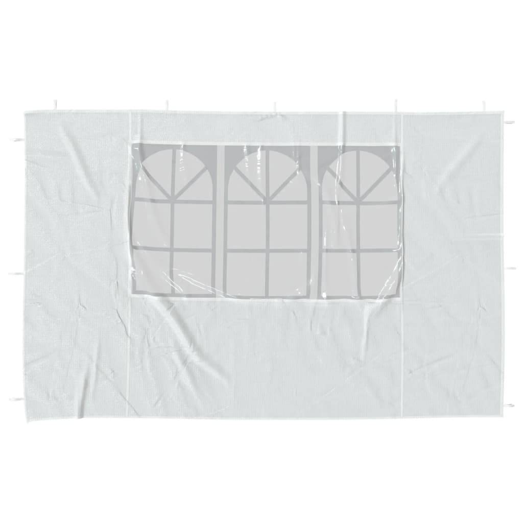 Lot de 2 Parois de tente de réception - Accessoire Tonnelle - Accessoire Barnum avec fenêtre PE Blanc - MEUBLE PRO - Image 3