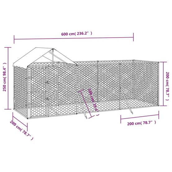 Chenil extérieur pour chien en acier galvanisé avec toit pour jardin 6x2x2,5 m – ComfortXL Outdoor Living - Image 4