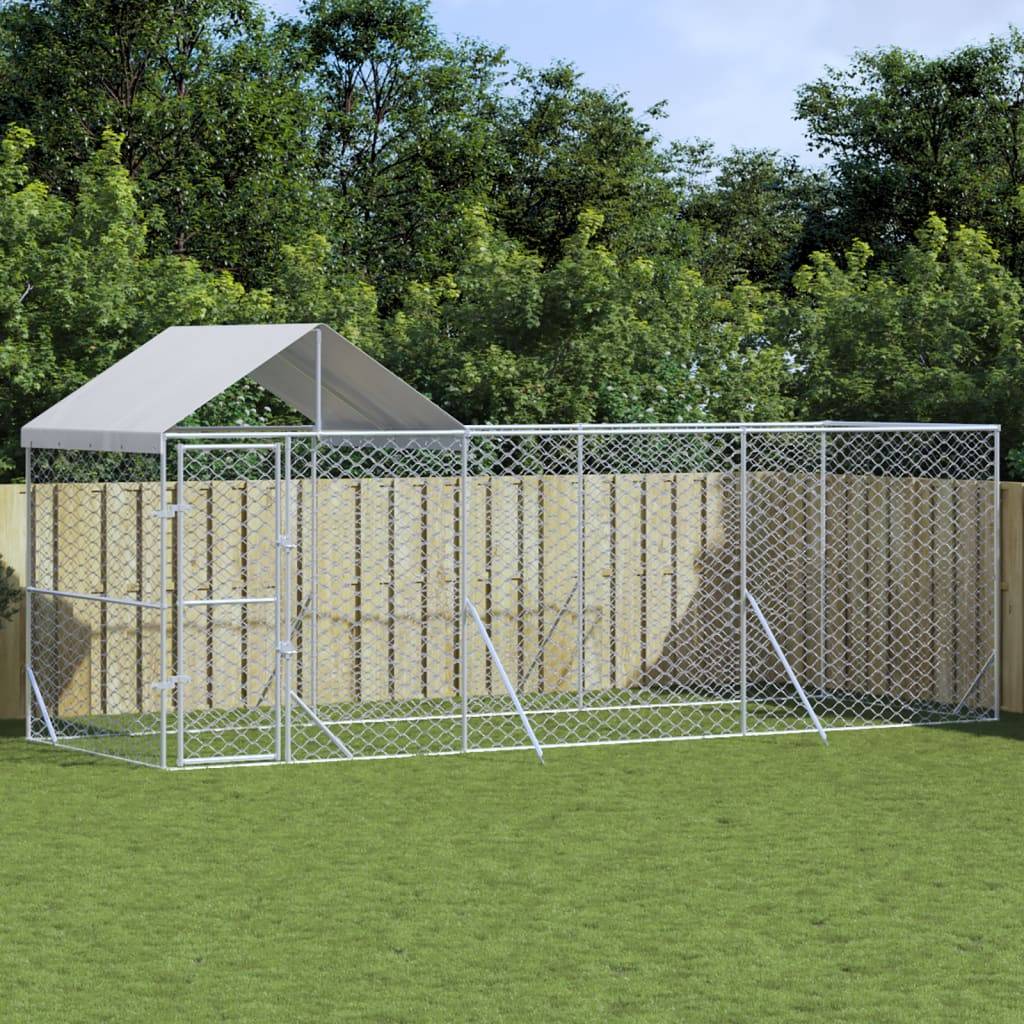 Chenil extérieur pour chien en acier galvanisé avec toit pour jardin 6x2x2,5 m – ComfortXL Outdoor Living - Image 1