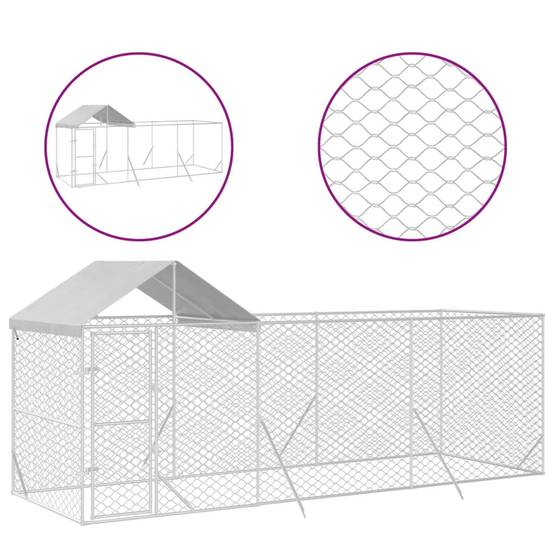 Chenil extérieur pour chien en acier galvanisé avec toit pour jardin 6x2x2,5 m – ComfortXL Outdoor Living - Image 2