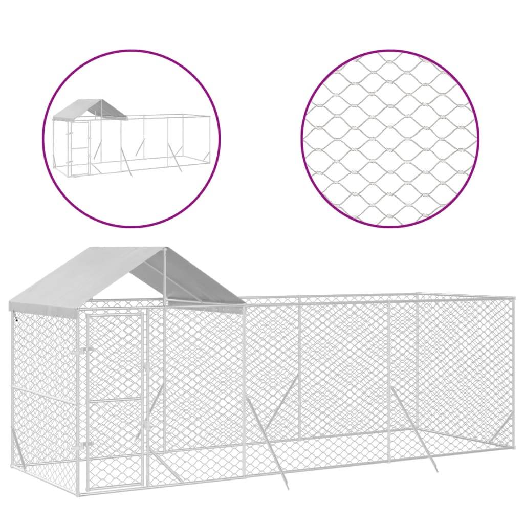 Chenil extérieur pour chien en acier galvanisé avec toit pour jardin 6x2x2,5 m – ComfortXL Outdoor Living - Image 2