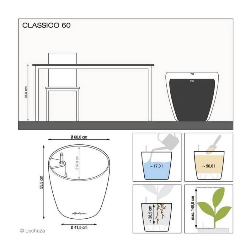 Lechuza - Pot De Fleur Lechuza Classico Premium 60 - Kit Complet, Rouge Scarlet Brillant - Imagen 3