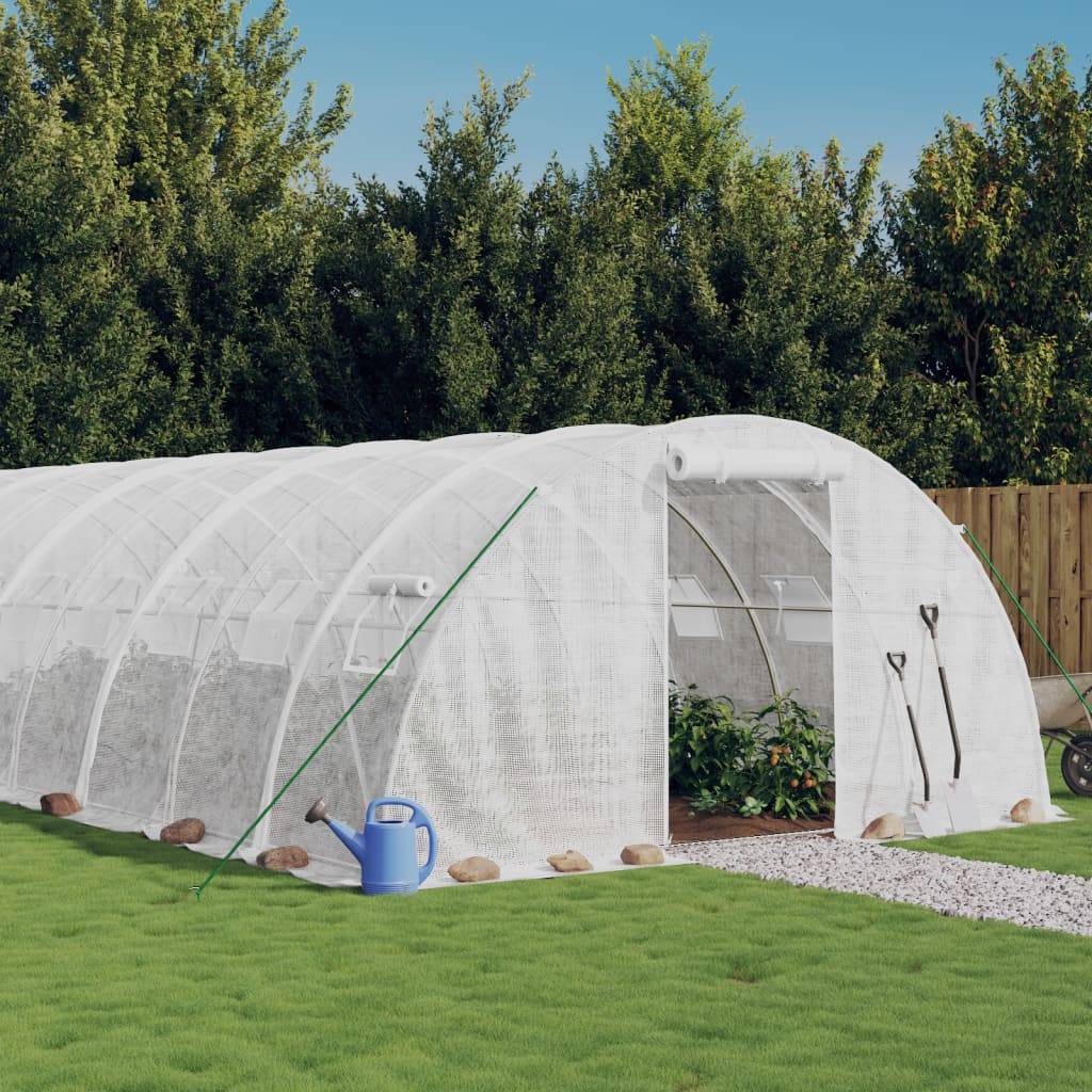 Serre de jardin 24m² - Serre de culture avec cadre en acier blanc 6x4x2 m MAISON CHIC - Image 1