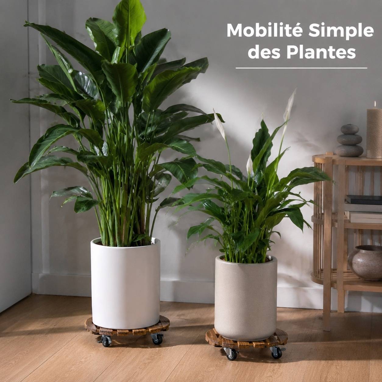 Lot de 2 Plateaux Roulants Plantes 30,5cm Roues pivotantes Verrouillables Capacité 100kg - Image 5