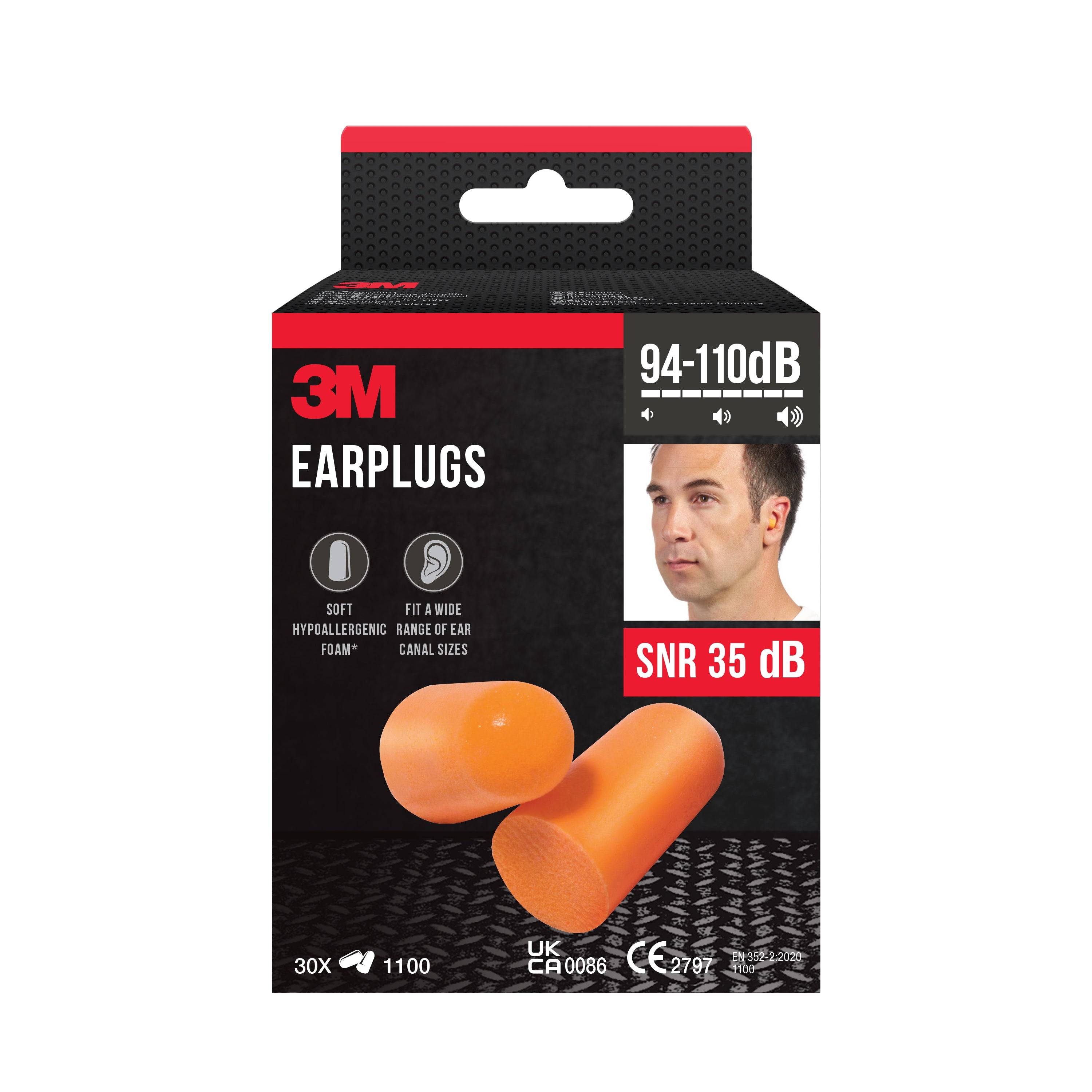 1100 - Bouchons d'Oreille Orange - 1 pack de 50 paires Orange SNR 35 dB 3M - Image 2