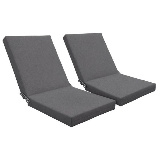 ComfortXL - Lot 2 coussins fauteuil jardin tissu polyester extérieur avec attaches 112x51cm gris foncé - ComfortXL Outdoor Living - Image 1