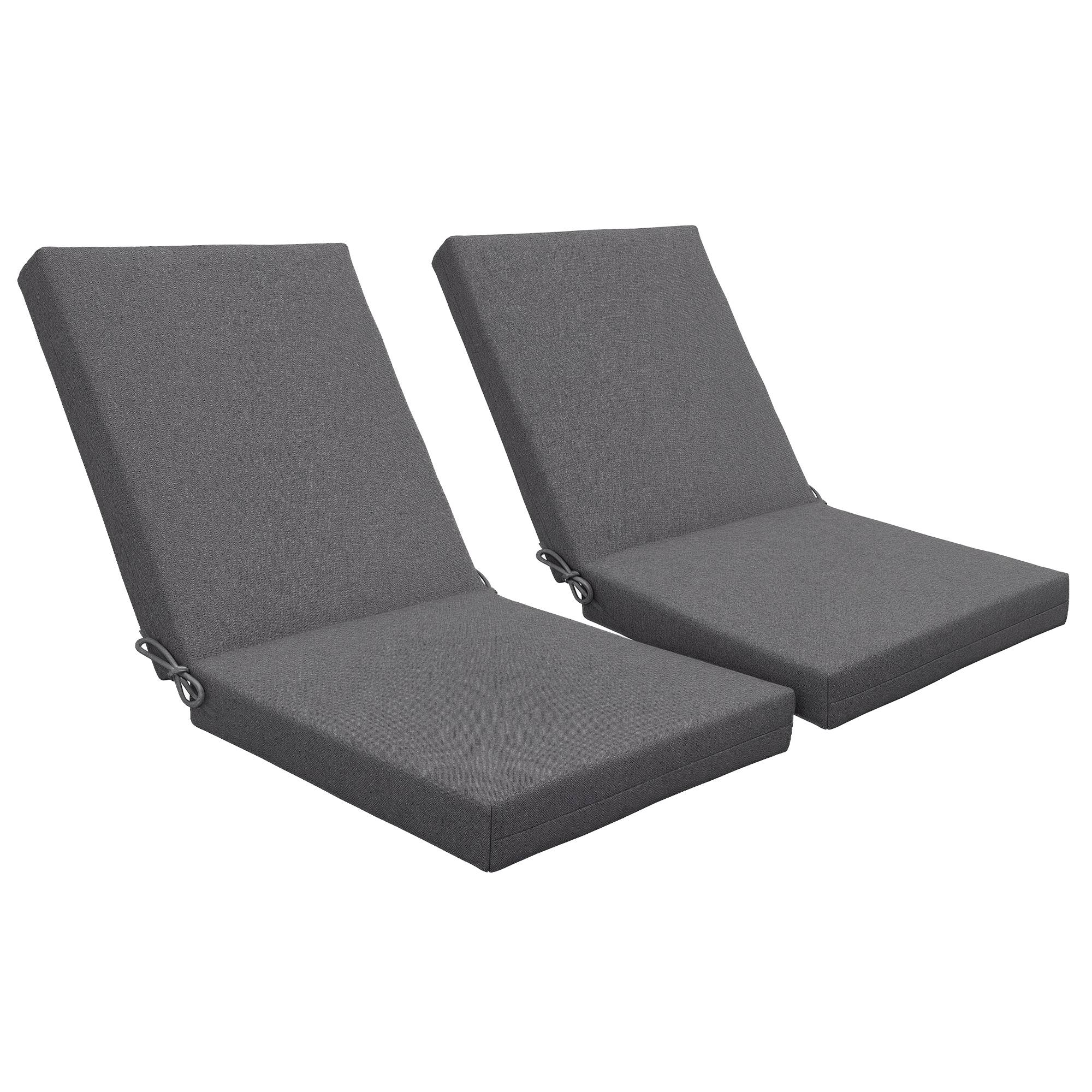 ComfortXL - Lot 2 coussins fauteuil jardin tissu polyester extérieur avec attaches 112x51cm gris foncé - ComfortXL Outdoor Living - Image 1