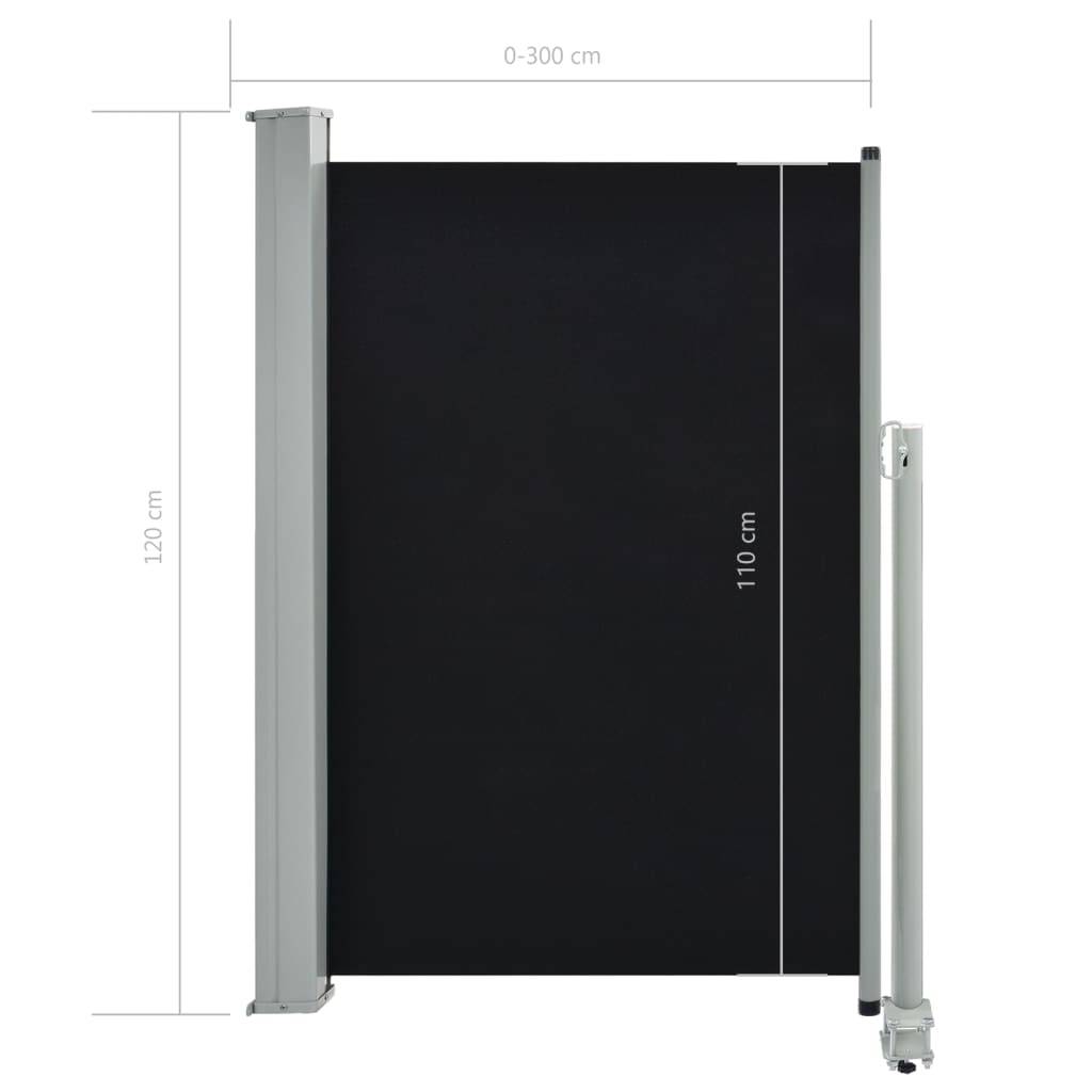 Helloshop26 - Auvent paravent store brise-vue latéral rétractable de patio jardin terrasse balcon protection visuelle écran 120 x 300 cm noir - Imagen 6