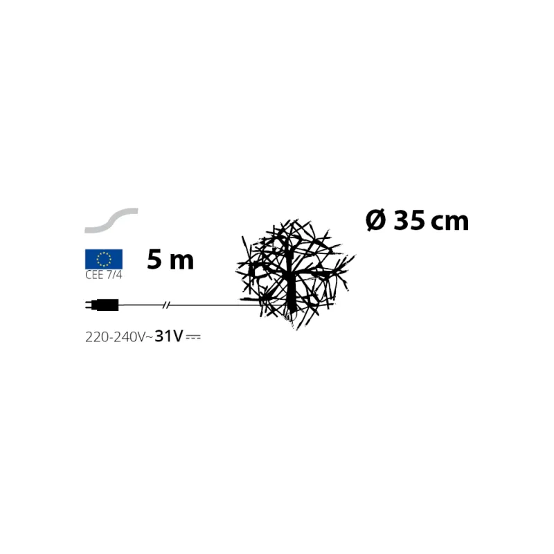 Lotti - Boule lumineuse TWIGBall ø35cm 120 LED blanc chaud, métal champagne, lumière fixe IP44 – Lotti - Image 2