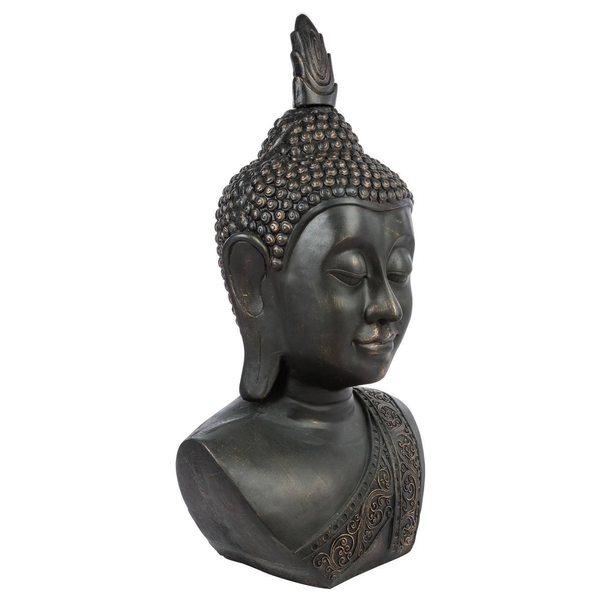 Atmosphera - Tête de bouddha Amara H.113cm mango noir - Atmosphera Créateur d'intérieur