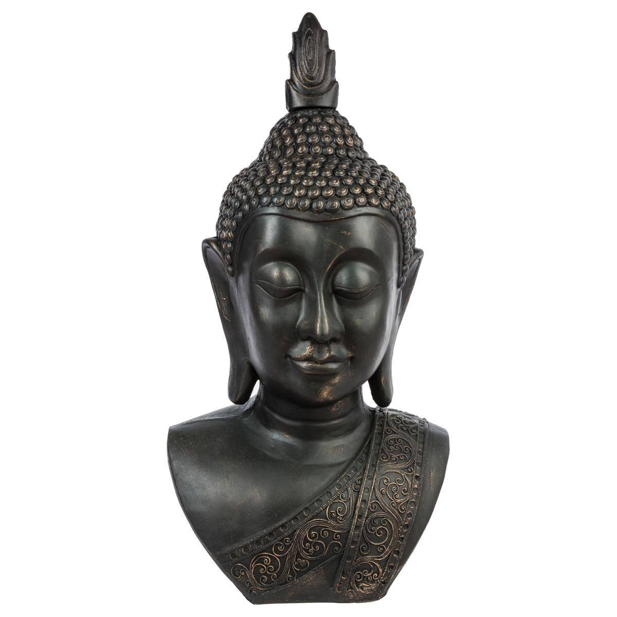 Statue Bouddha "Tête Souriante" 113cm Noir