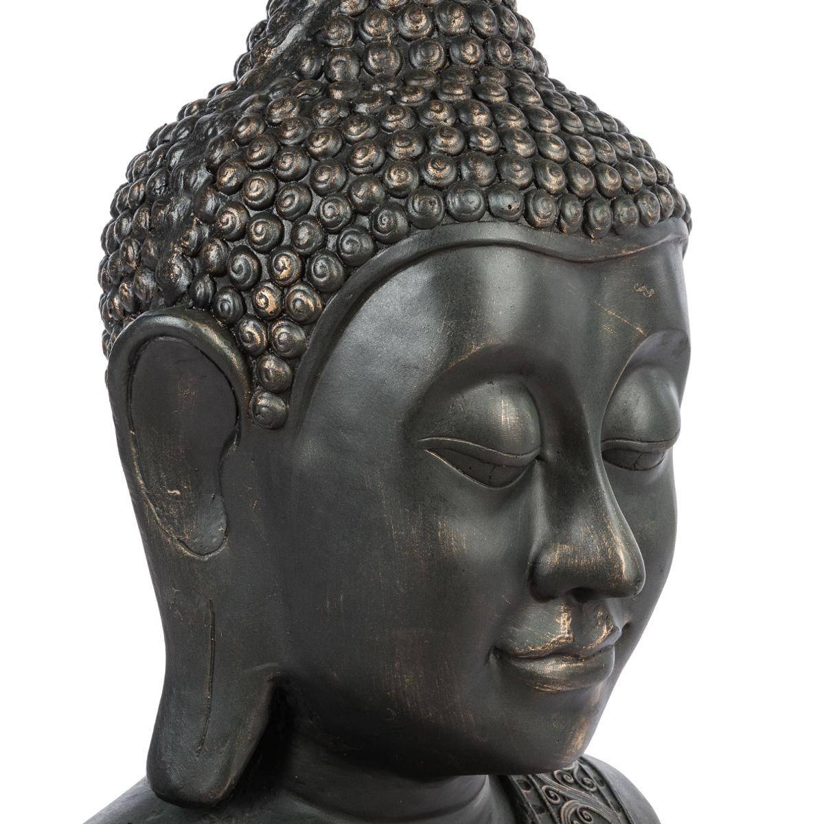 Statue Bouddha "Tête Souriante" 113cm Noir - Image 3