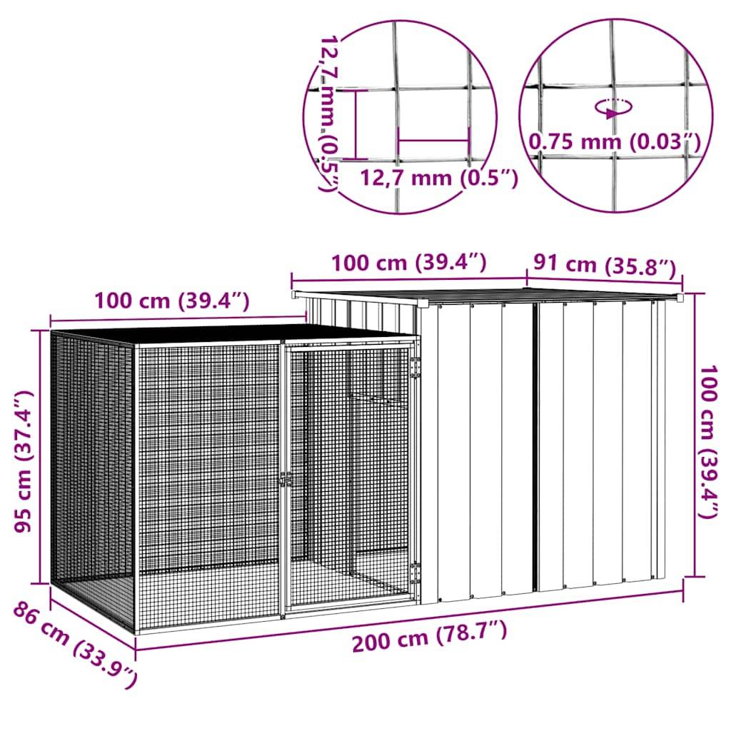 Vidaxl - Cage pour poules Anthracite 200x91x100 cm Acier galvanisé vidaXL 171544 - Image 3