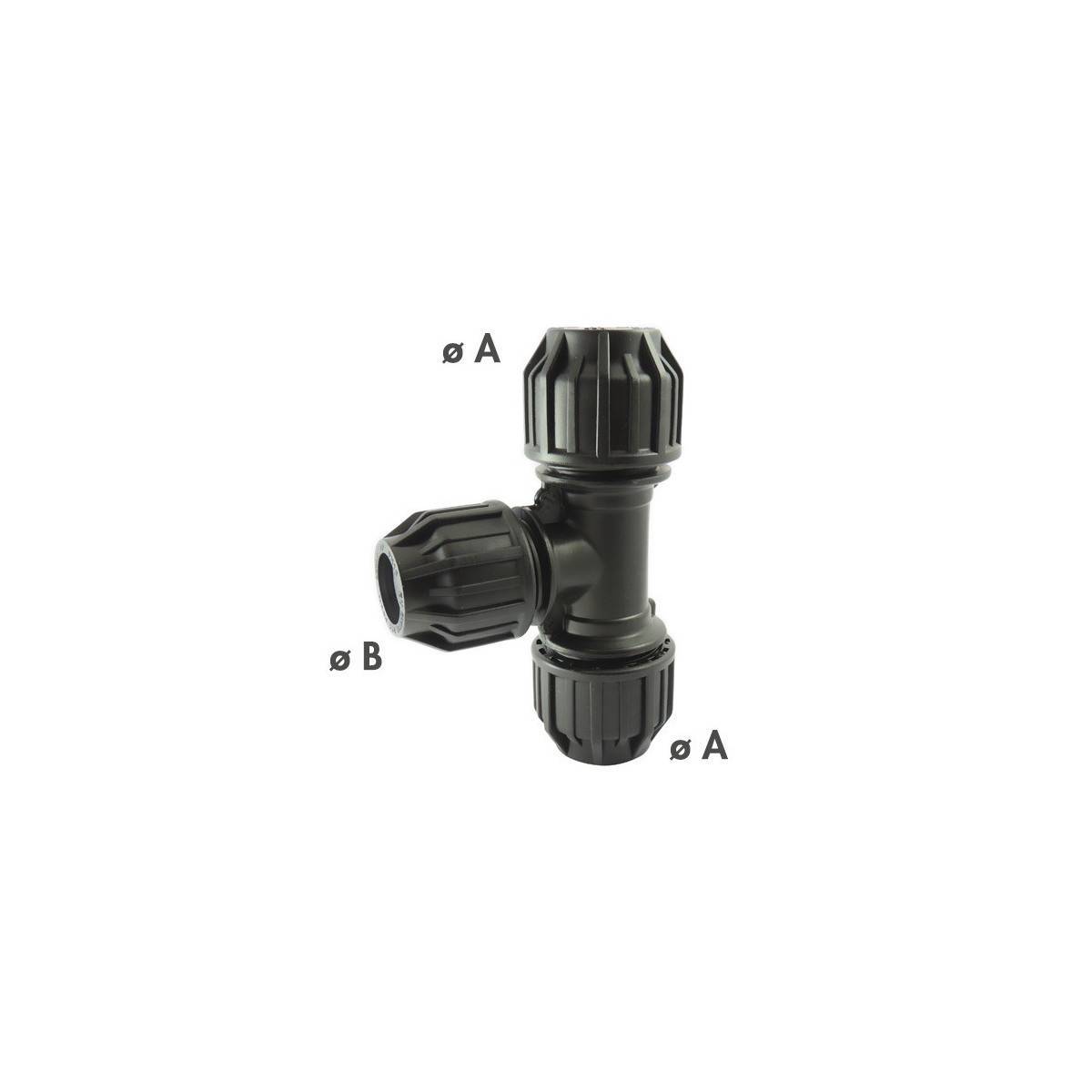 Codital - Té Réduit à Compression pour Tube PE | Raccord Polypropylène PN16 - Ø A: 75mm | Ø B: 63mm - Imagen 2