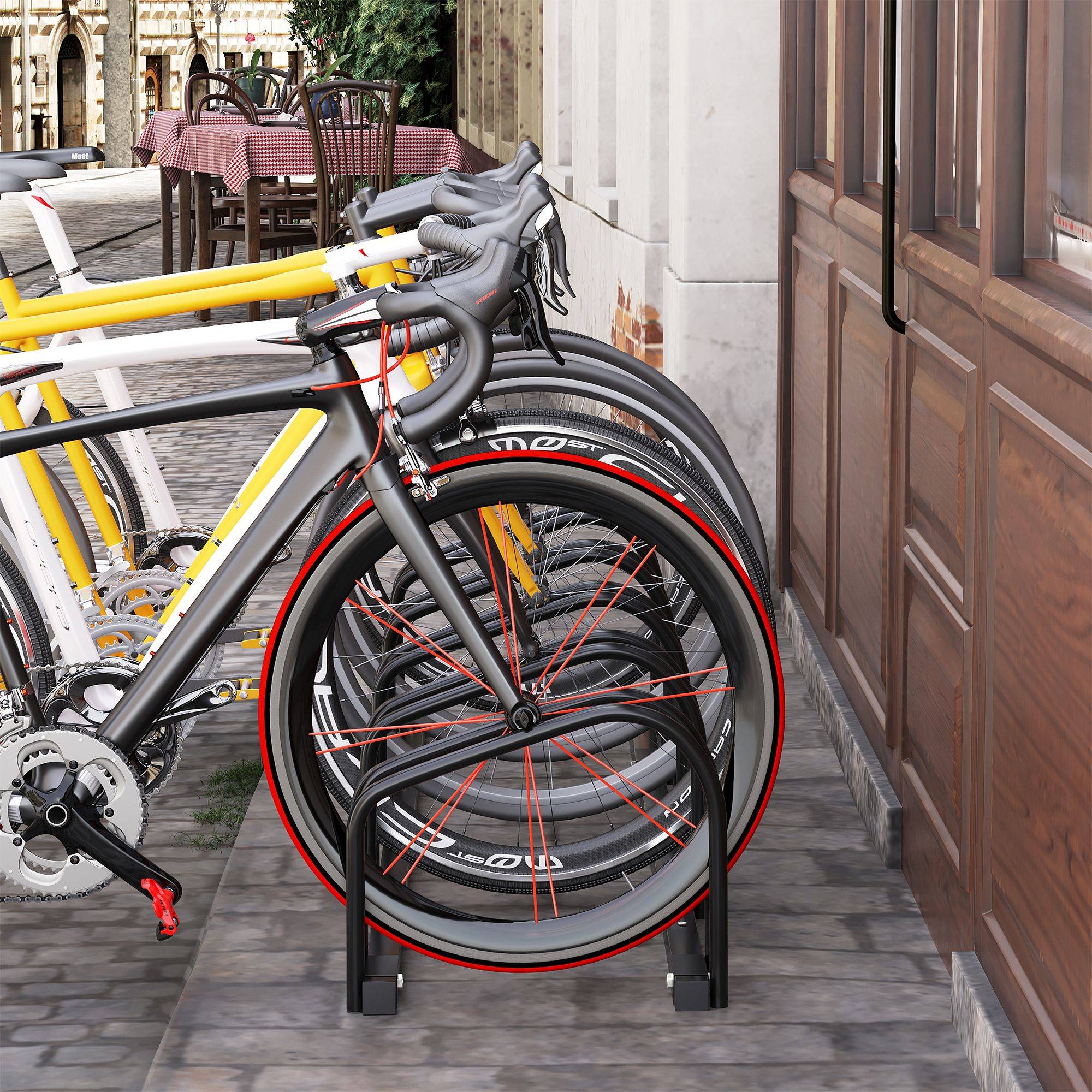 Râtelier pour 5 vélos acier noir 145 x 33 x 27 cm - PANGIVO - Image 4