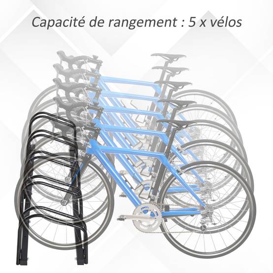 Râtelier pour 5 vélos acier noir 145 x 33 x 27 cm - PANGIVO - Image 6