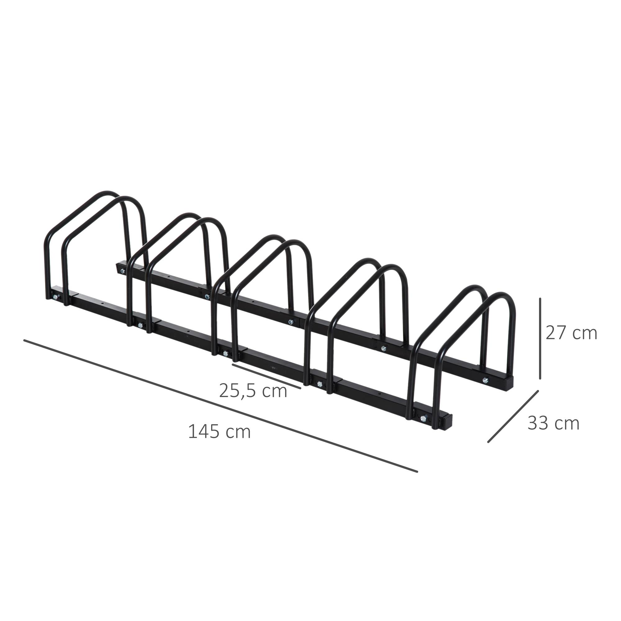 Râtelier pour 5 vélos acier noir 145 x 33 x 27 cm - PANGIVO - Image 5