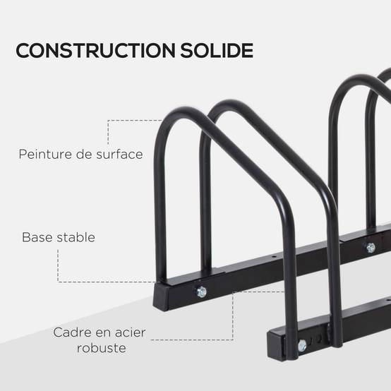 Râtelier pour 5 vélos acier noir 145 x 33 x 27 cm - PANGIVO - Image 10